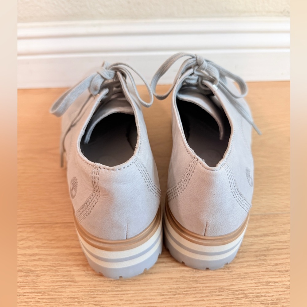 Timberland Gray Leather Oxford Lug Sole Shoes Women’s Size 8.5 Lace Up - Picture 4 of 8